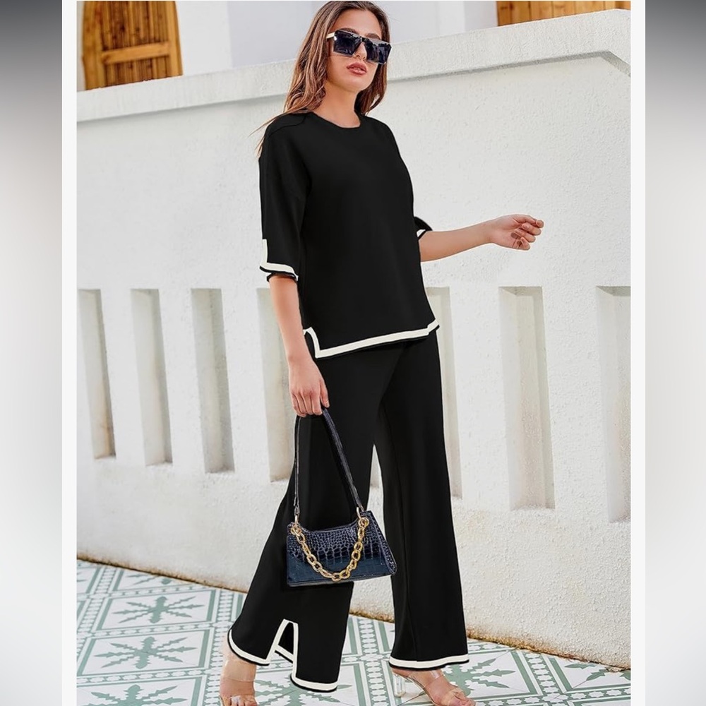 Black & White Pant & Top Sweater Set
